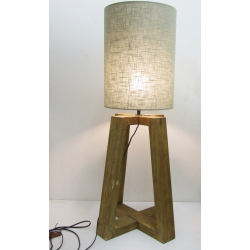 Lampa podłogowa / stołowa Trapez drewno egzotyczne 95cm
